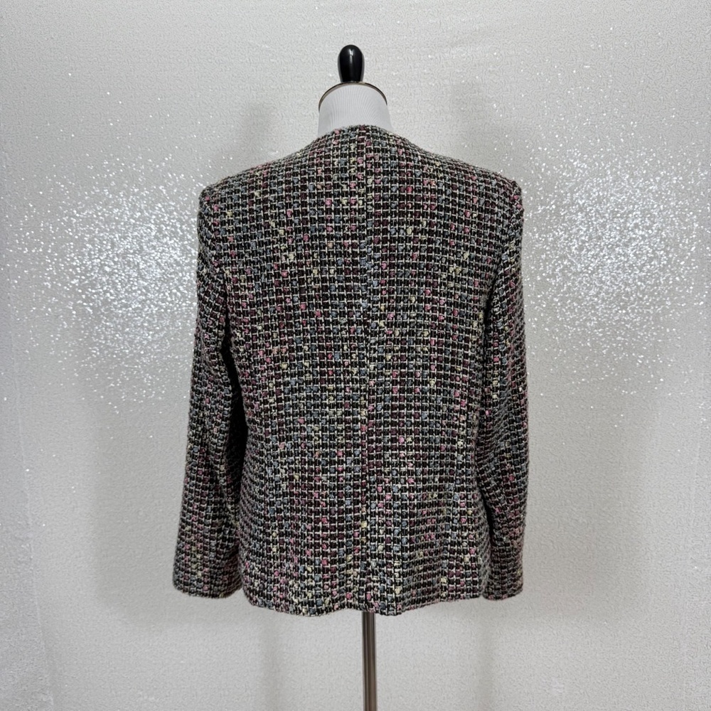 Koret Petite Tweed Blazer Jacket 14P Multicolor Pastel Bouclé Lined Career Coat - Picture 7 of 13